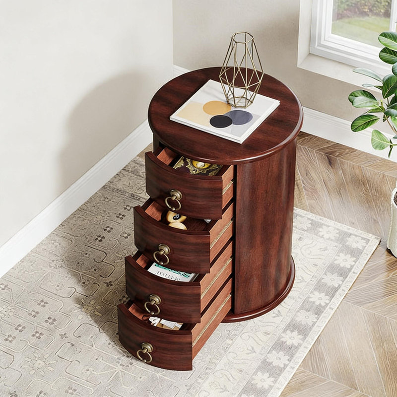 Table de chevet ronde en bois | Table de bout d'appoint multifonctionnelle | Idée de cadeau