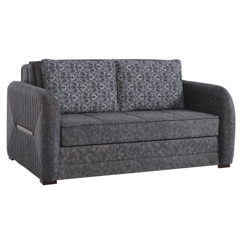 Canapé-lit 2 places 3 en 1 Annali, Microfibre grise