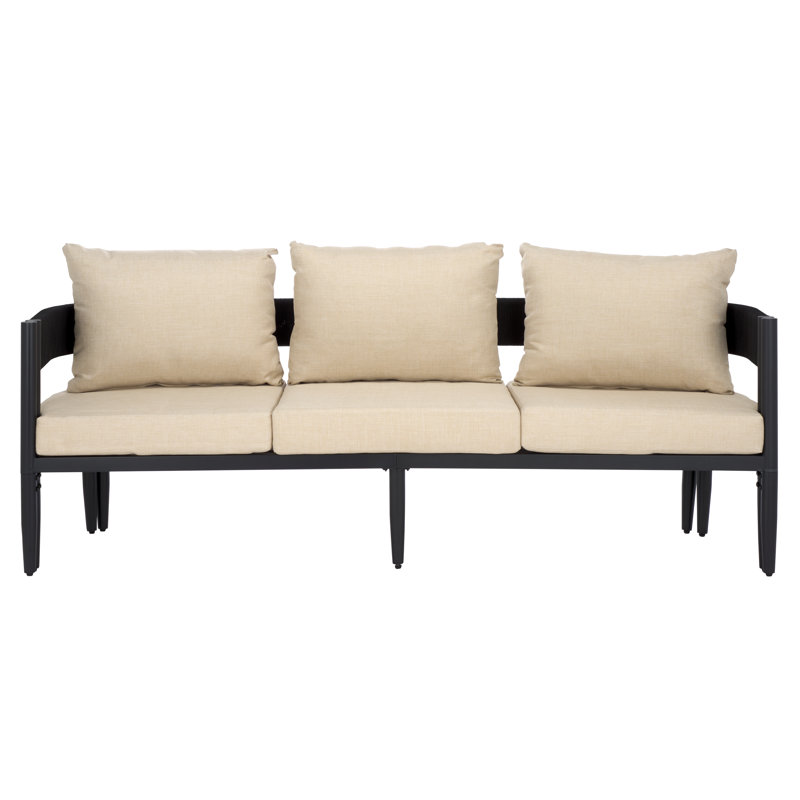 Viola 77.56'' Metal Outdoor Patio Sofa, Taupe