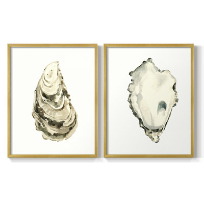 Neutral Oyster Study III - Reproduction encadrée de qualité supérieure - Prêt à être accroché - Aucun clou requis - Aucun clou requis