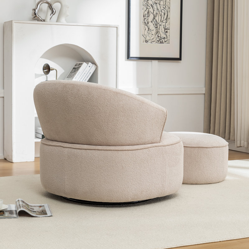 Chaise pivotante rembourrée en polyester avec repose-pieds, Polyester taupe