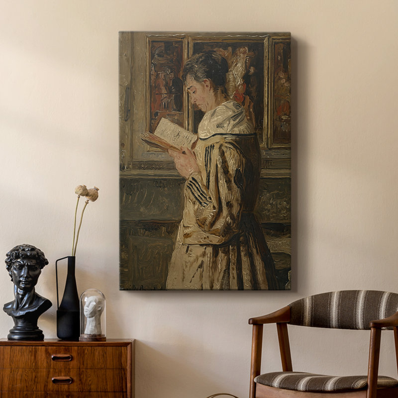 Femme lisant - toile tendue par Henri de Braekeleer, 18 x 27
