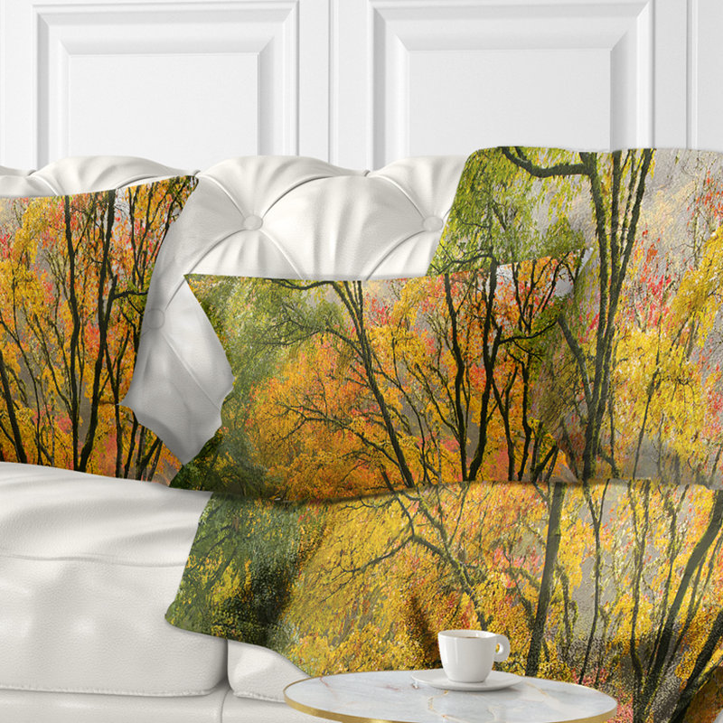 Canopy of Maple Trees in Fall - Landscape Printed Throw Pillow