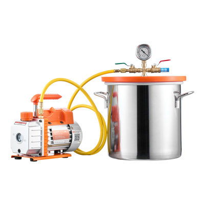 3 Gallon Vacuum Chamber Kit with 3.5 CFM Single-Stage Pump, Stainless Steel Degassing Tank with Tempered Glass Lid for Wood Stabilizing and Resin Casting
