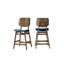 Chaise de comptoir en bois avec coussin bleu sarcelle Lyan (ensemble de 4), noyer-2115322947-2115636237