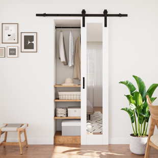  Barn 𝗔𝘀𝘀𝗲𝗺𝗯𝗹𝘆 𝗥𝗲𝗾𝘂𝗶𝗿𝗲𝗱 Panneau de porte, portes de grange coulissantes en bois massif manufacturé avec trousse de quincaillerie