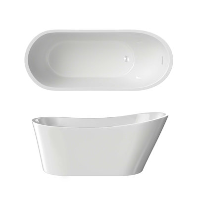 Acrylic Freestanding Deep Soaking Bathtub With Chrome Overflow And Anti Clogging Drain, Cupc Certified