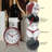 Table Clock Round Plastic Tabletop Clock with Alarm Function 5.75 Inches-2002405681