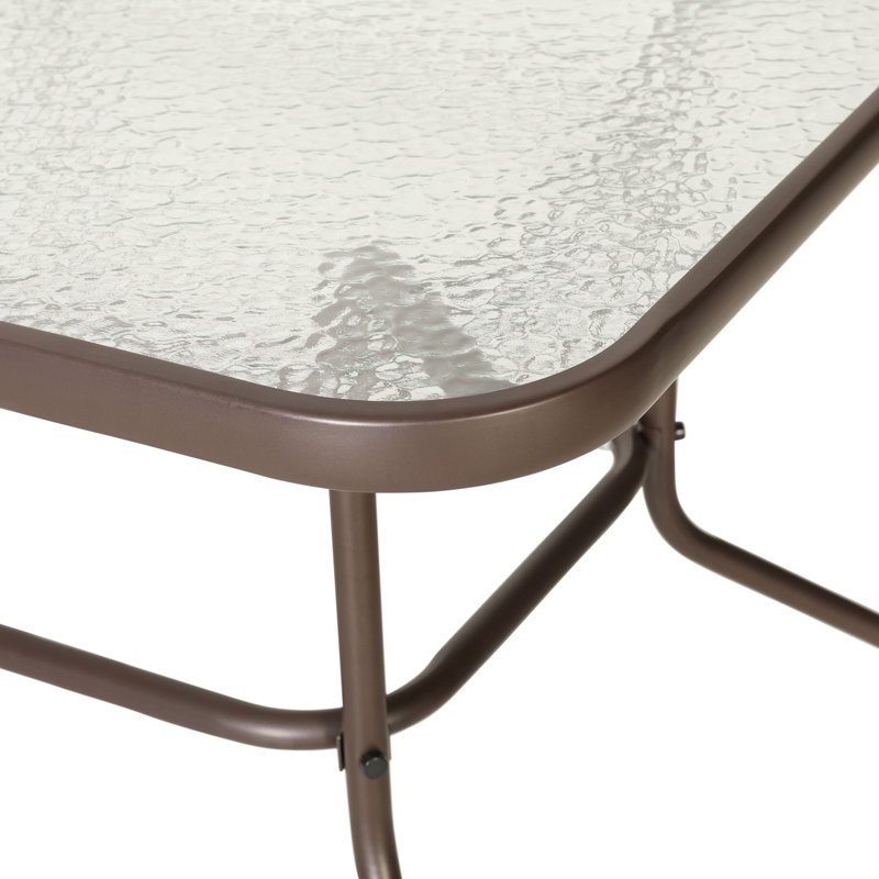 Amlie 31.5" x 55" Rectangular Tempered Glass Metal Patio Table with Umbrella Hole by Flash Furniture, Bronze