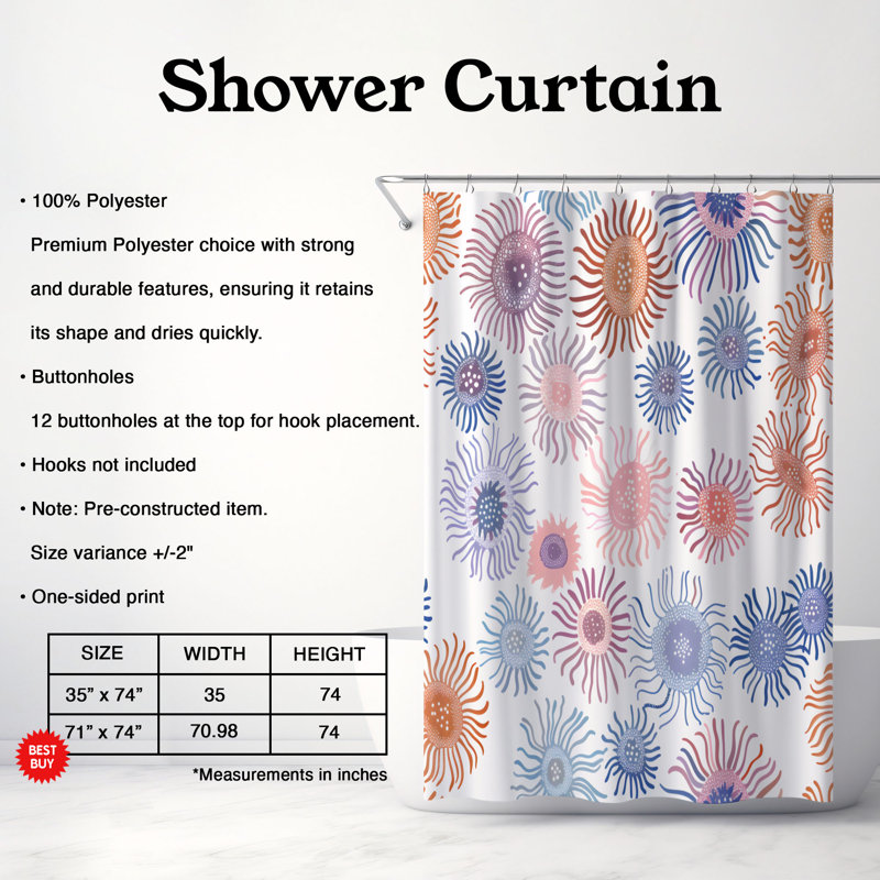 Glyph Tide - Rideau de douche Premium, H 74 po x l 71 po