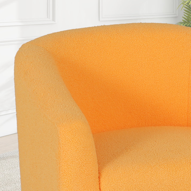 Upholstered Club Accent Chair Modern Single Sofa Armchair Barrel Chair With Padded Seat and Backrest, Yellow