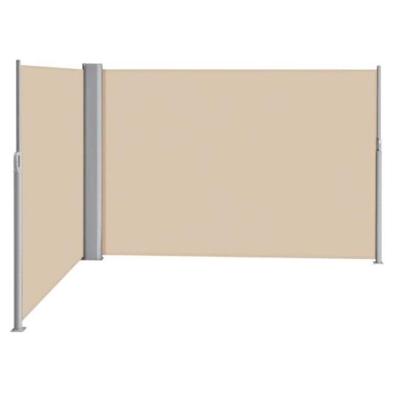 Auvent rétractable latéral, 276 po x 71 po, imperméable et résistant aux rayons UV, à enroulement et à enroulement pour balcon - beige