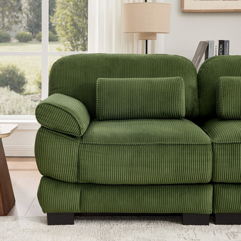 Canapé 3 places Cloud Couch, Velours côtelé vert