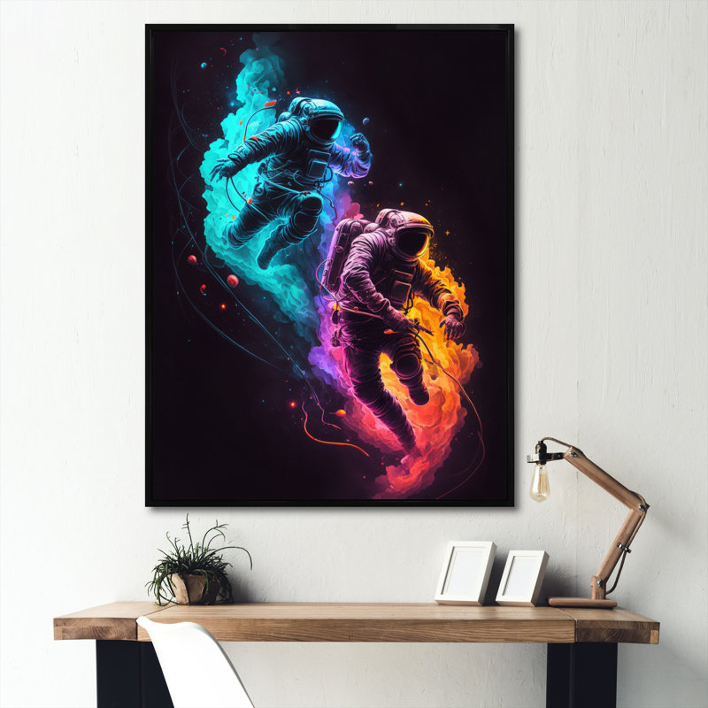 Cosmic Astronaut Explorers III, reproduction d'art sur toile, Noir, H 20 po x l 12 po x P 1 po