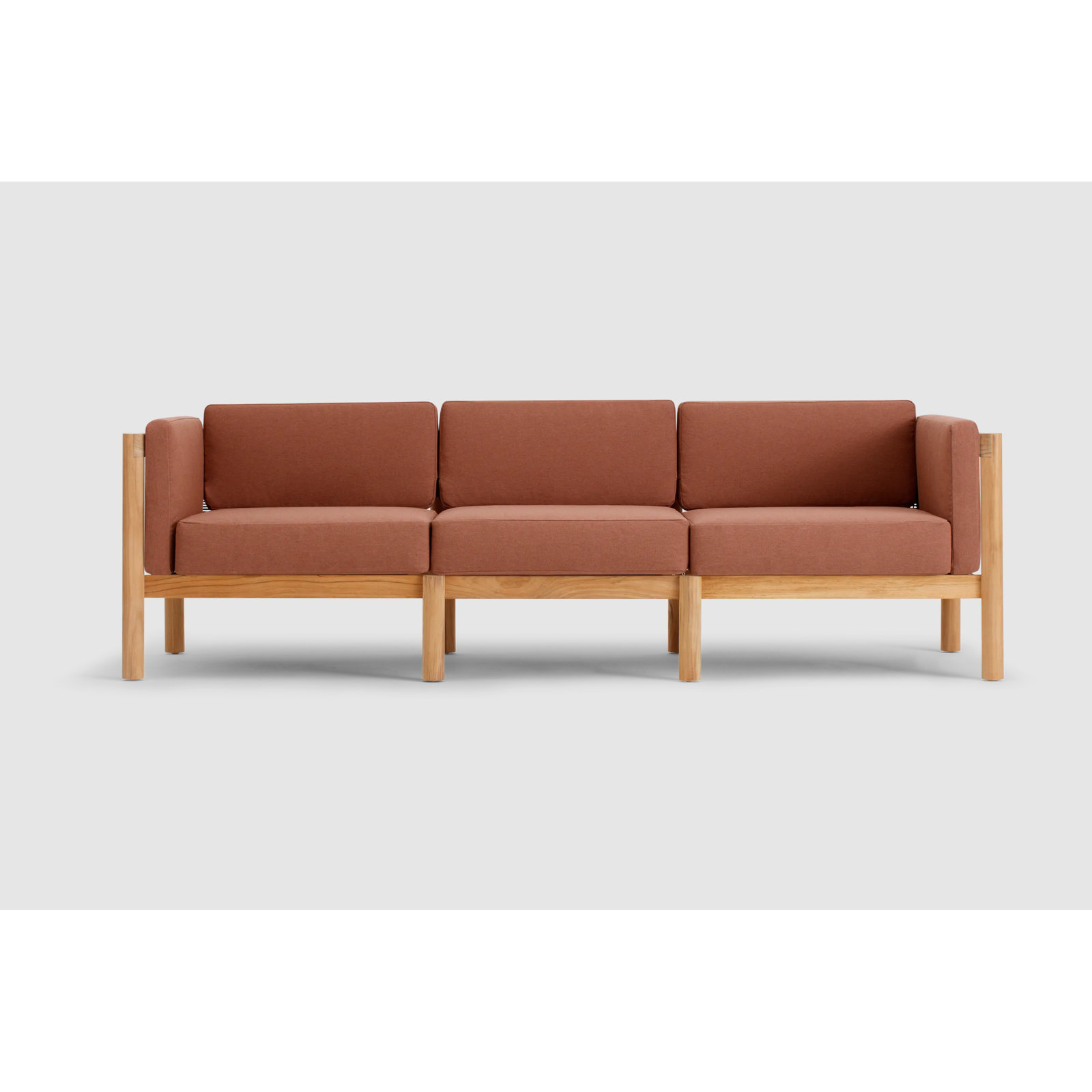 Haven 93'' Wide Rectangle Teak Patio Sofa with Sunbrella® Cushions, Sunbrella Rust