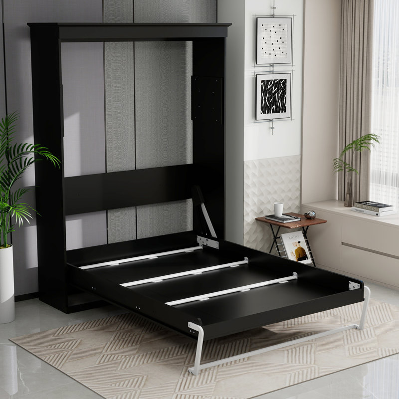Lit escamotable double, Blanc / Gris