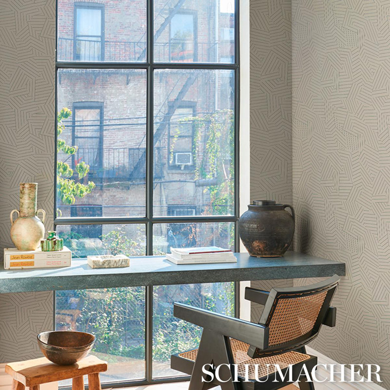 Deconstructed Striped Paper-Back Sisal Wallpaper Roll by Miles Redd, Cobalt