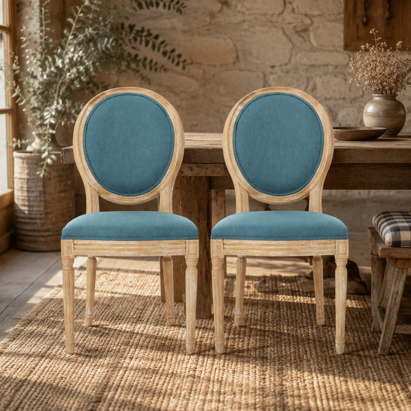 Chaise de salle à manger, Blue/White