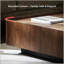 Table basse de luxe en bois avec tiroir caché, table centrale carrée facile à installer pour le salon, conception à rebords surélevés, finition noyer de qualité supérieure-133702518