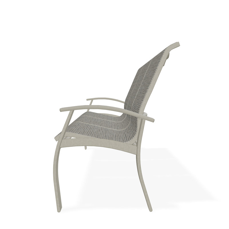 Belle Isle Sling Aluminum Frame 3-Seat Sofa with Marine Grade Polymer Arm Accent, Burke, Storm