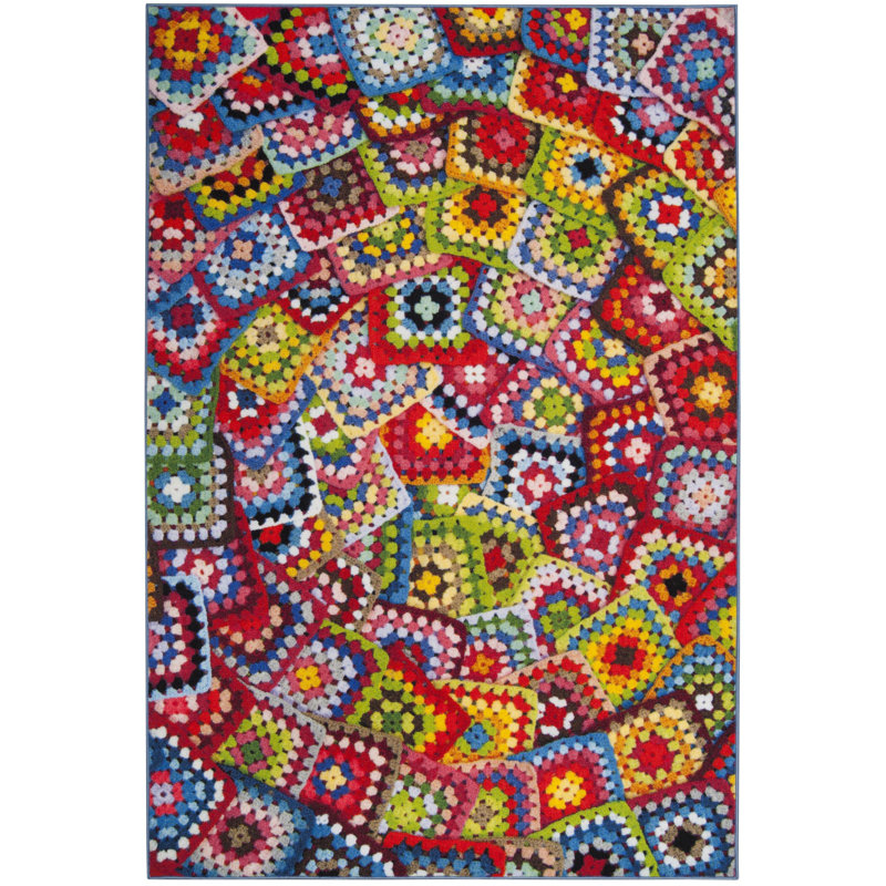 Aztec 210 Area Rug in Green/Multi, Rectangle 4' x 6'