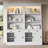 83.4"Tall Bookshelf Suite with LED Lighting, Modern Bookcase Suite with Sliding Doors,Drawers and Open Shelves,Storage Bookshelf for Living Room,Home Office,White