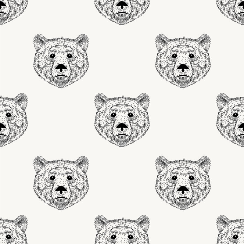 Panneau de papier peint amovible Keim Bear Animal, L 102 po x l 24 po