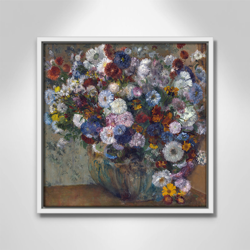«A Vase of Flowers» par Edgar Degas, H 13,5 po x l 13,5 po x P 2 po, Pas de tapis, Toile encadrée flottée blanche