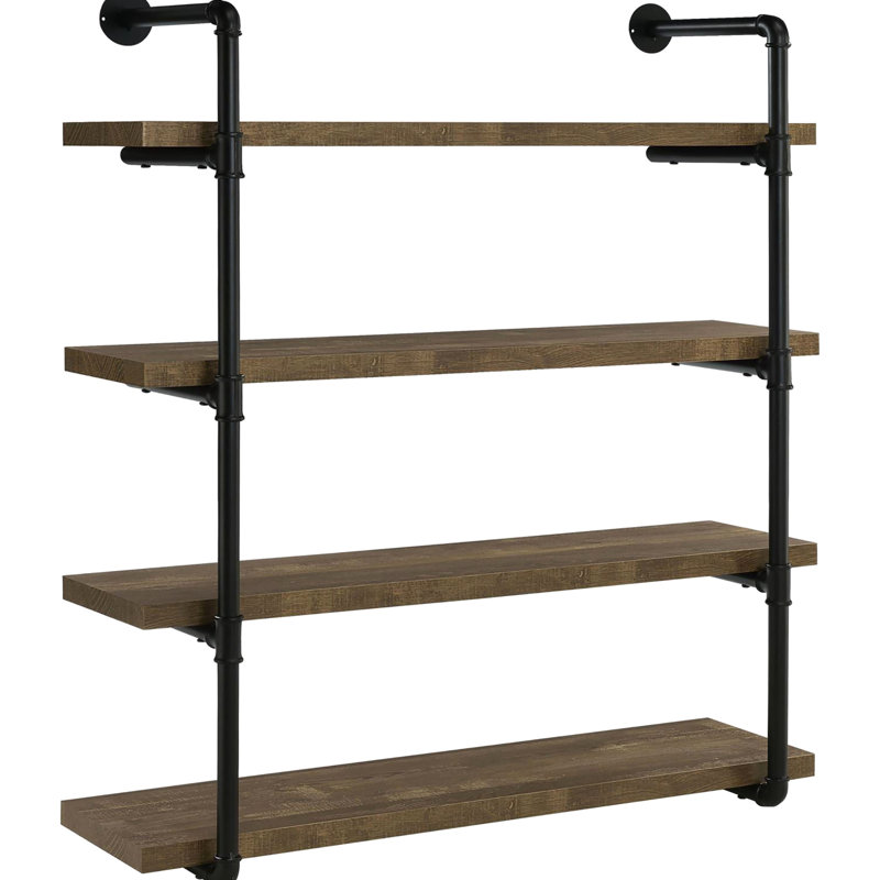 40-Inch Wall Shelf In Black And Rustic Oak - Enhances Industrial Ambiance, Practical Storage 40" Versatile Display Storage, Style