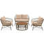 Style de mobilier d'extérieur avec housses de coussins amovibles, beige, table de table ovale en bois, coussins, patio beige