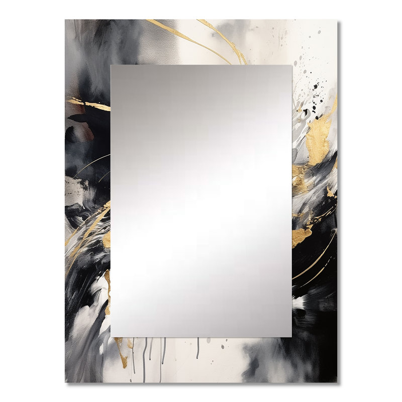 Exploring The Depths Of Gold Marble II - Gold Wall Mirror Decor, 32" x 24"