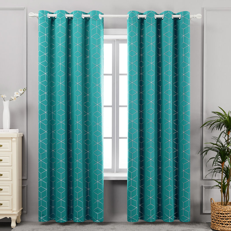 Bost Room Darkening Thermal Curtains, Turquoise, Width 132 x Drop 214 cm