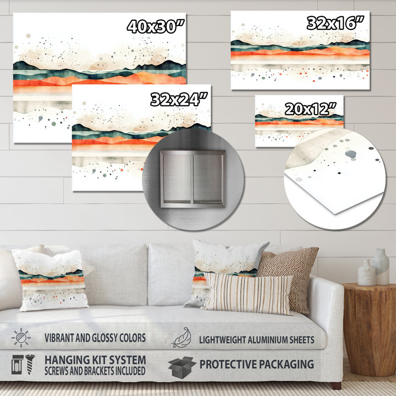Shifting Marble Landscape - Abstract Art mural en métal, impression murale en marbre, H 12 po x l 20 po x P 0,84 po