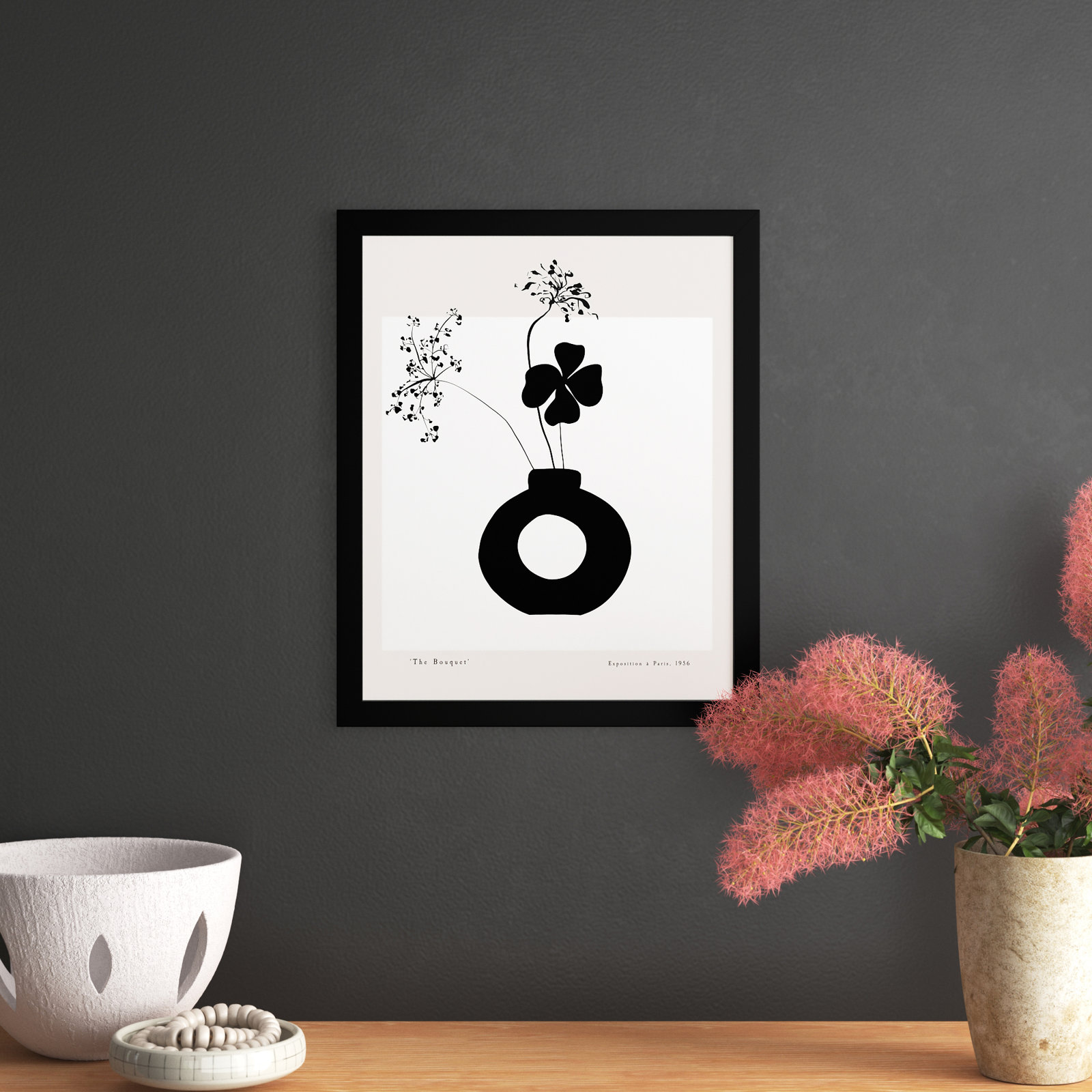 Black And White Flower In A Vase by Oliver Gal, Black, 22" H x 18" W
