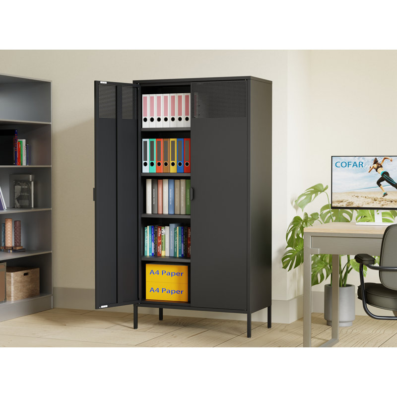 Armoire de rangement en métal avec 4 tablettes réglables