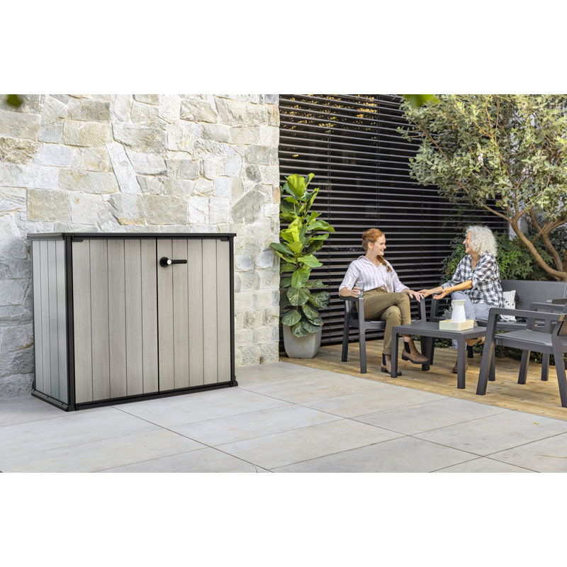 Gray Resin Outdoor Storage Shed with Paintable Walls