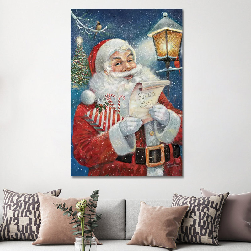 «Santa's List» par Ruane Manning - reproduction d'art, H 60 po x l 40po x P 1,5 po, Toile tendue, Aucun mat