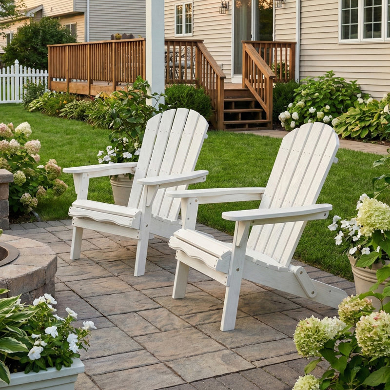 Abril Outdoor Adirondack Chair Set Of 2, White