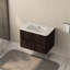 Meuble-lavabo mural de 30 po avec lavabo en céramique blanc, deux tiroirs à fermeture en douceur, noyer foncé, style américain - contreplaqué, tracas - installation pour salle de bain minimaliste intégrée