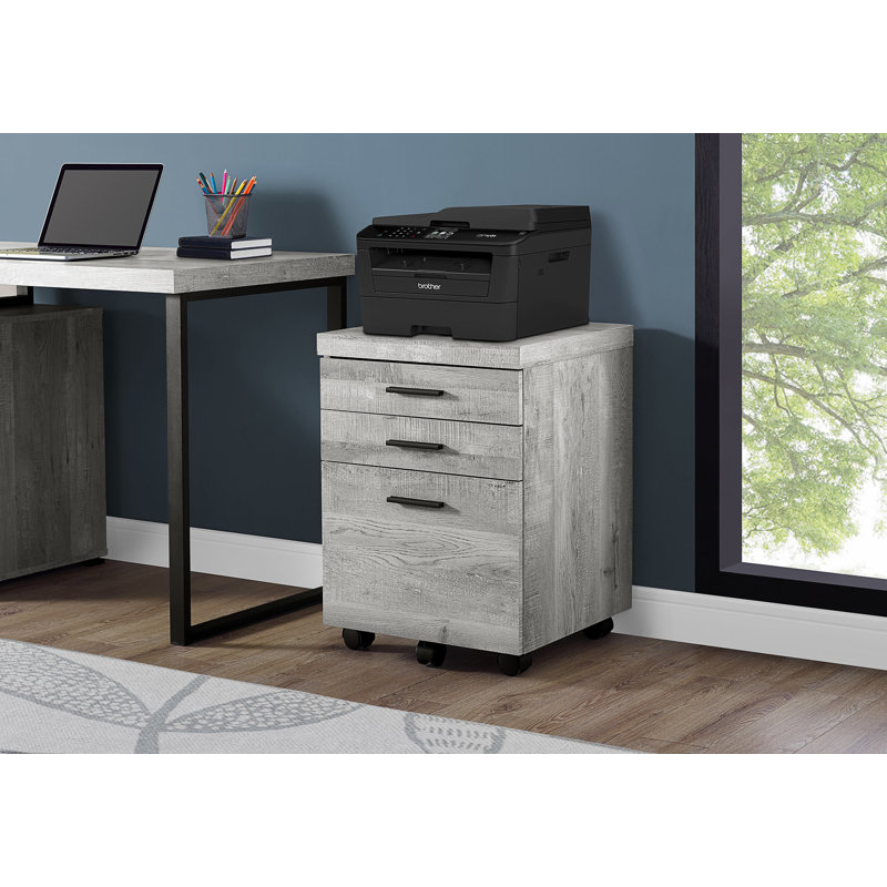 Classeur, mobile à roulettes, tiroirs de rangement, support pour imprimante, bureau, bureau, stratifié gris, contemporain, moderne