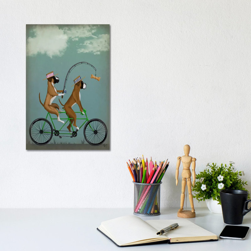 Boxer Tandem by Fab Funky - Wrapped Canvas Print, 30.48cm H x 20.32cm W x 1.91cm D
