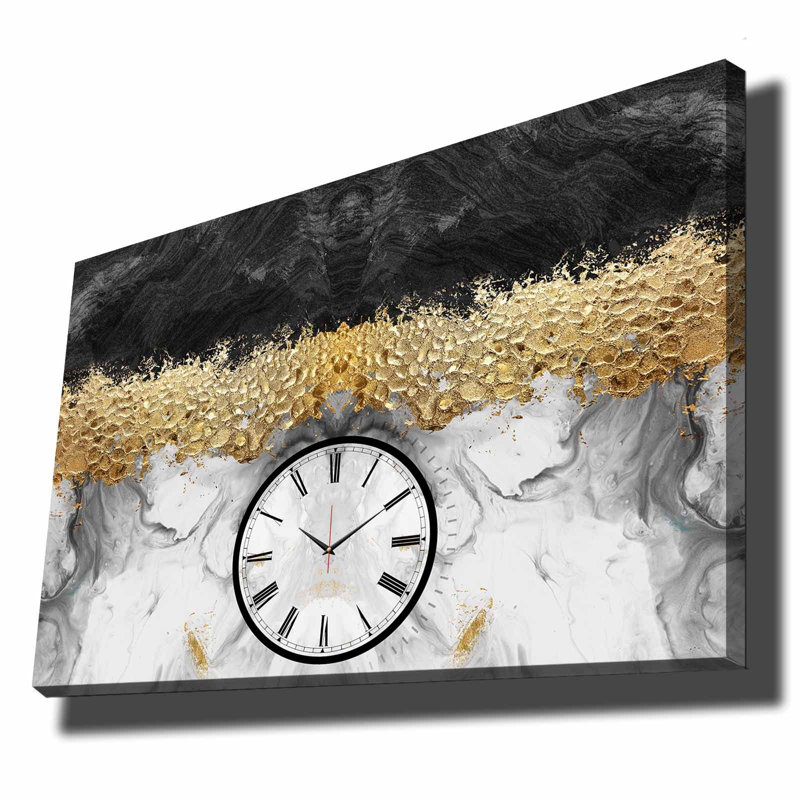 Horloge murale élégante en toile 27,6 po x 39,4 po | Toile 100% suède avec cadre 100% bois (épaisseur: 1,1 pouce) | Parfait pour la décoration intérieure, garde-temps élégant pour le salon et le bureau, design unique