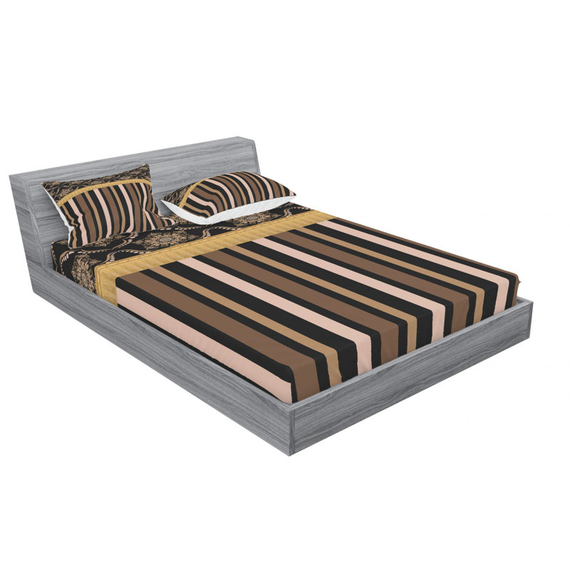 Microfiber Striped Sheet Set, Queen Sheet Set + Fitted Sheet + 2 Pillowcases