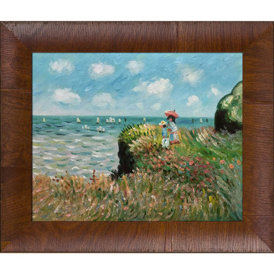 «Cliff Walk at PourVIlle» par Claude Monet - peinture sur toile à cadre flottant