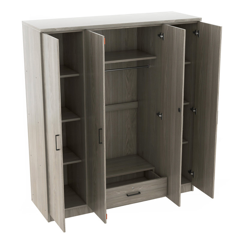 Garde-robe à 4 portes avec tiroir, un incontournable pour l'organisation de la chambre à coucher et la décoration.