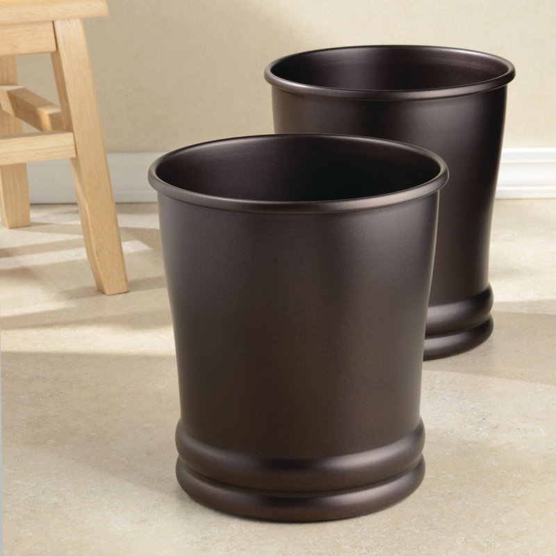 iDesign Set of 2 Steel Round Bathroom Trash Cans - Bronze