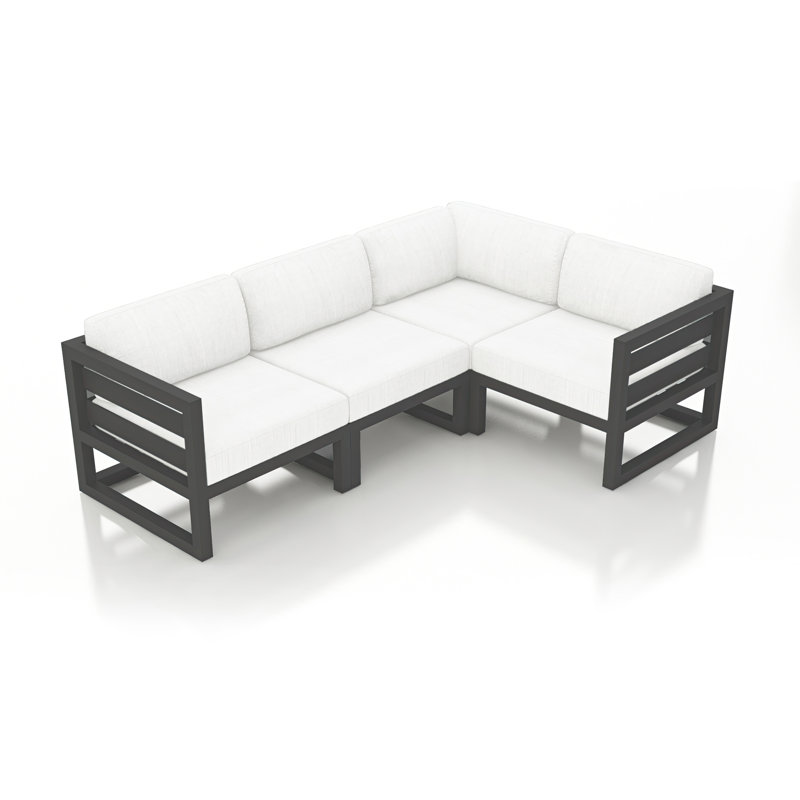 Avion 4 Piece Sectional Set, Canvas Natural Sunbrella® Canvas, Slate