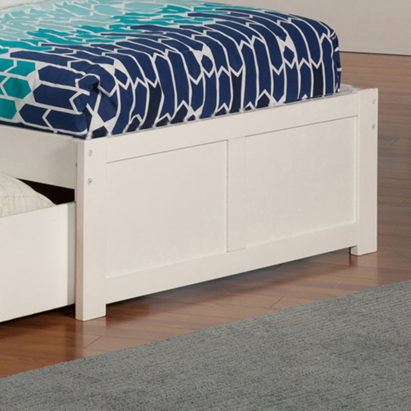 Cullers Solid Wood Platform Bed with Panel Footboard & Storage Drawers, White