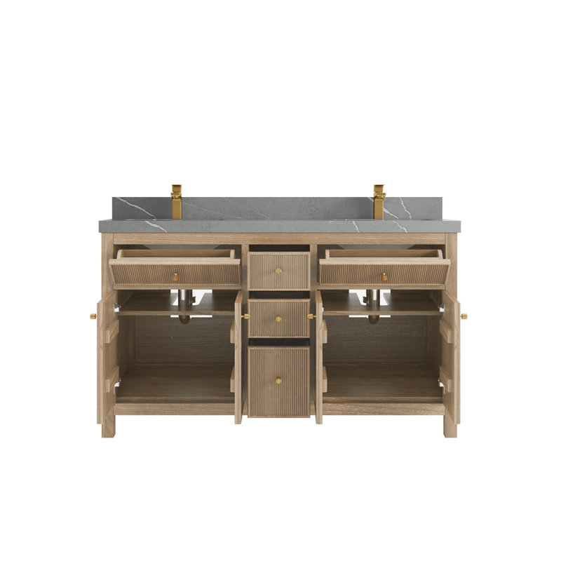 Meuble-lavabo double 60 po avec plateau en quartz Sonoma