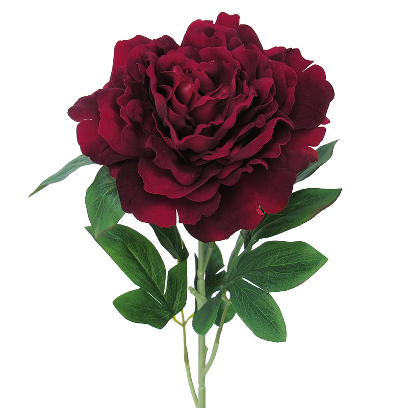 Grande tige de pivoine en velours, Bourgogne